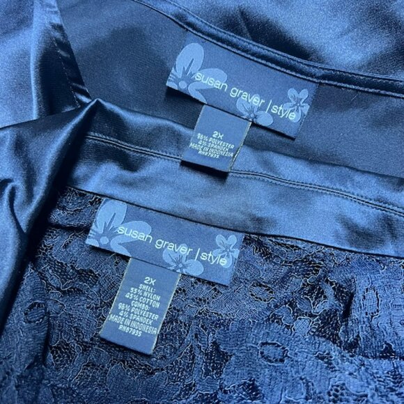 Susan Graver Blue Lace Jacket W/ Solid Tank Size 2X - Picture 12 of 12